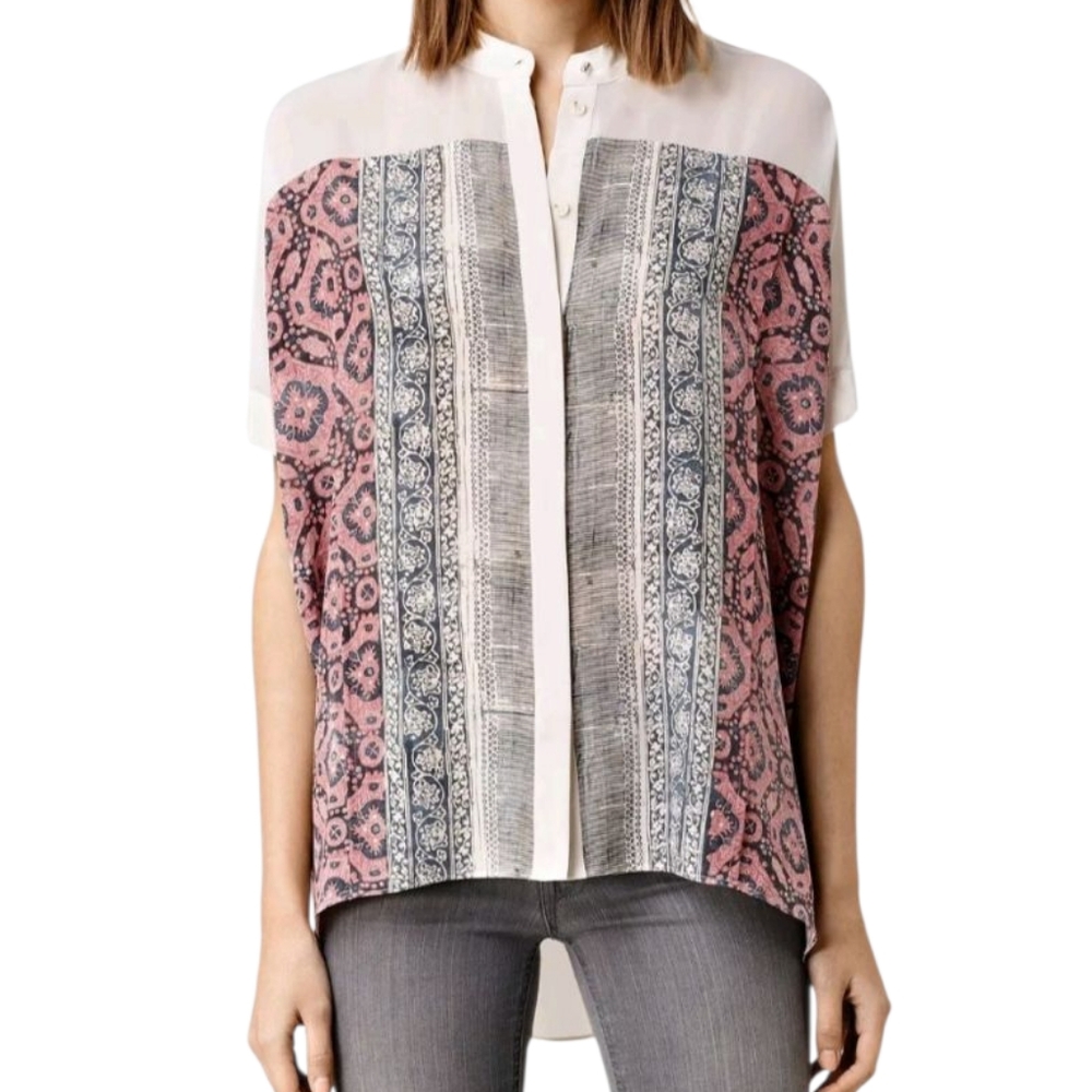 All Saints Pink and Gray Relaxed Blouse